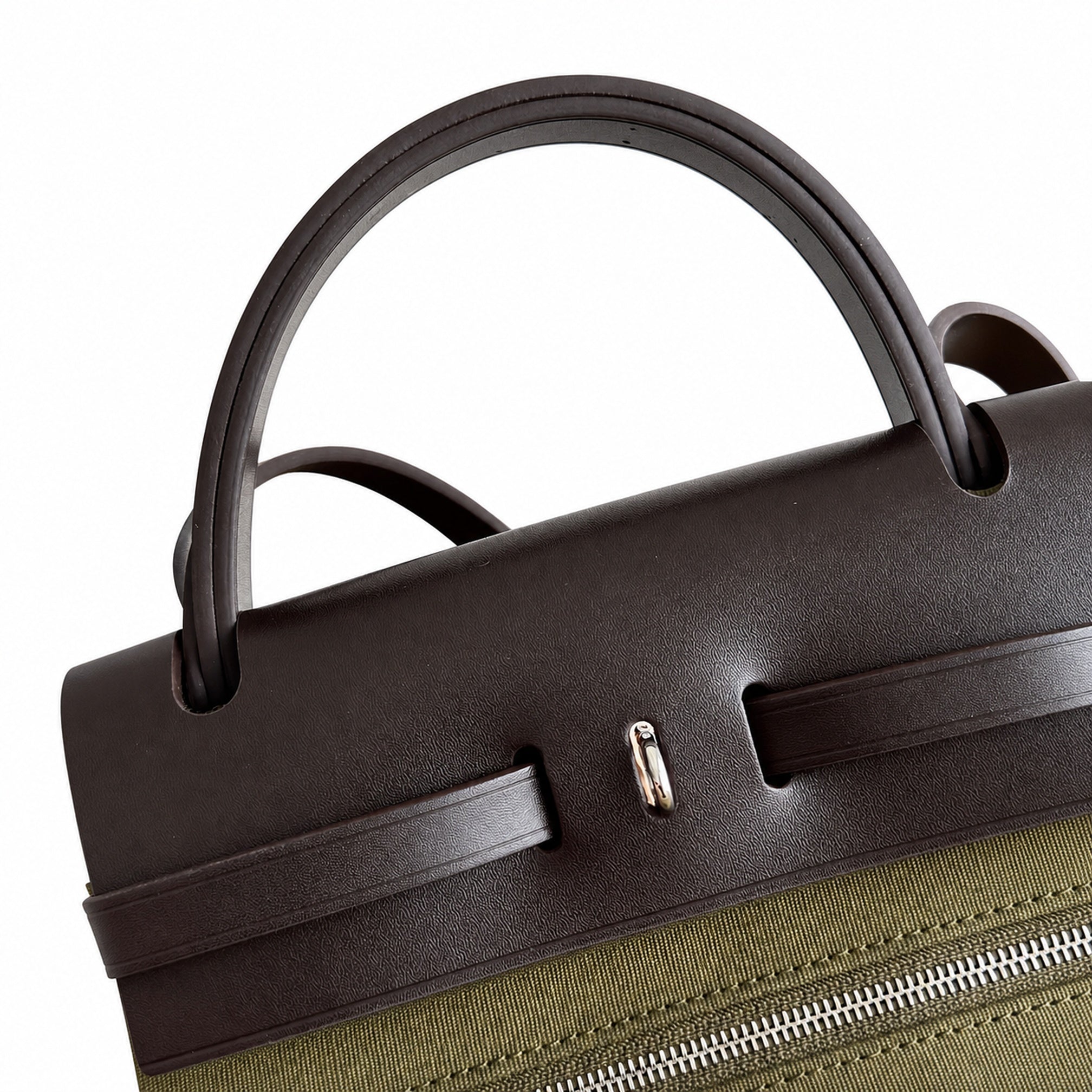Hermès Herbag Zip 31 Berline Lichen & Ecru-Beige Toile H / Noir Vache Calf Leather Palladium Hardware