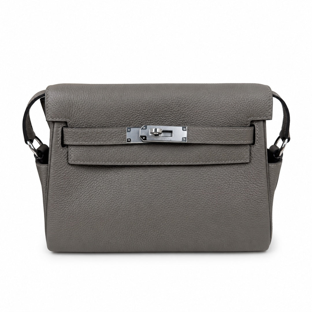 Kelly Messenger PM 27 Veau Togo, Gris Étain, Palladium Hardware