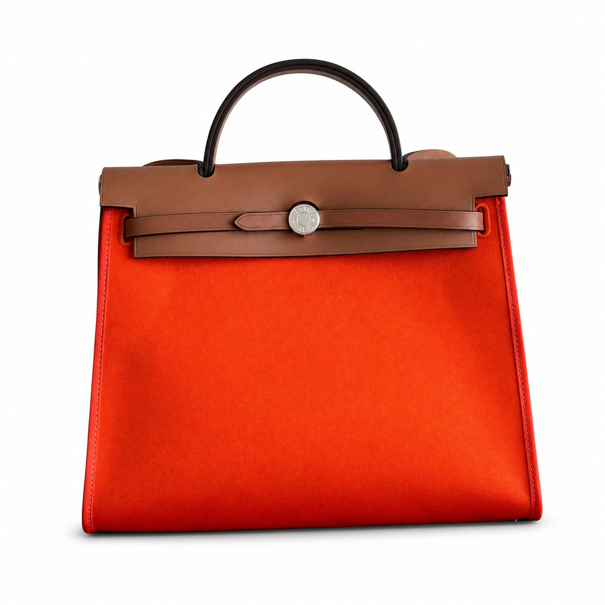 Hermès Herbag Zip 31 Potiron Suede / Fauve Vache Hunter Leather Palladium Hardware