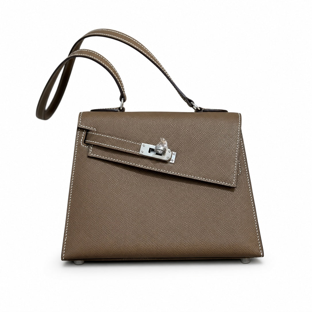 Hermès Kelly En Désordre 20cm Etoupe Epsom Calf Leather Palladium Hardware