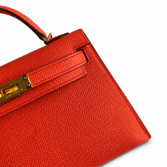 Hermès Kelly Sellier 19 Vermillon Epsom Calf Leather Gold Hardware