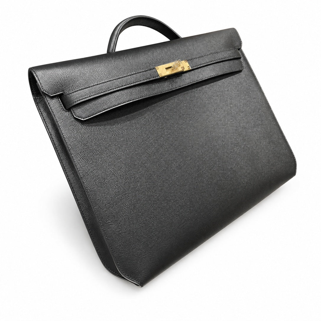Kelly Depeche 36cm Epsom leather Noir Gold Hardware