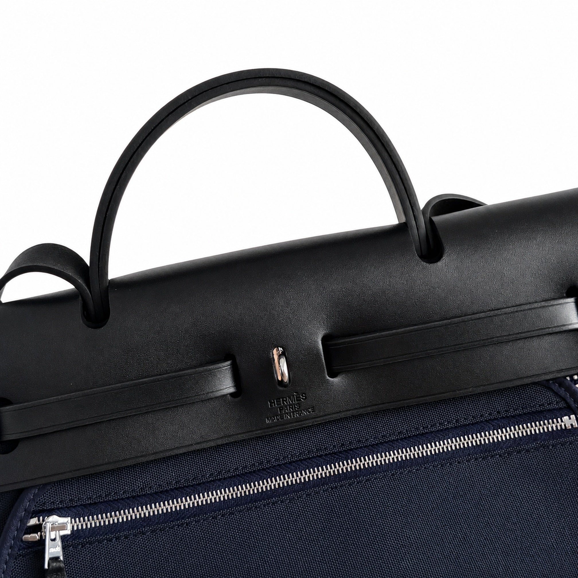 Hermès Herbag Zip 31 Noir Mini Grid Toile H / Noir Vache Hunter Leather Palladium Hardware