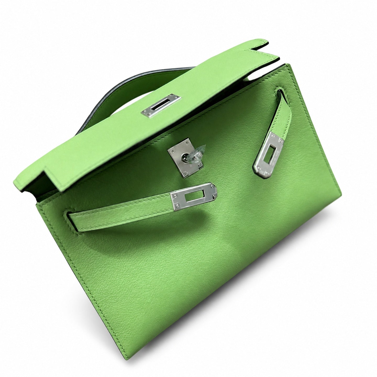 Hermès Kelly Pochette 22 U4 Vert Vertigo Swift Palladium Hardware