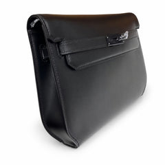 Hermès Kelly Dépêches 25 Noir Box Calf Leather Matte Black Metal Hardware