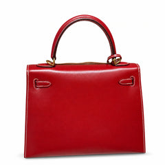 Hermès Kelly Color: 5x/Rouge piment Size: 25*17*7cm Leather: Box From France Hardware: gold Kelly 25, chili red-white thread, bright cowhide imported from France, gold buckle, high-end handmade exclus