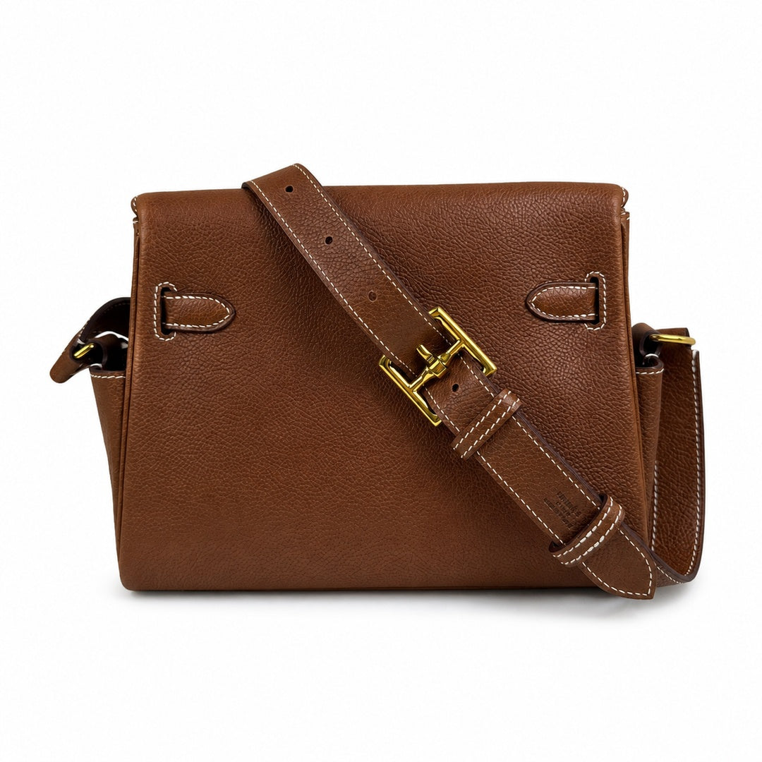 Kelly Messenger PM 27 Veau Togo, Cognac, Gold Hardware