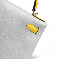 Hermès Kelly II 28cm Bleu Pale × Jaune Ambre Color Matching Epsom Calf Leather Gold Hardware