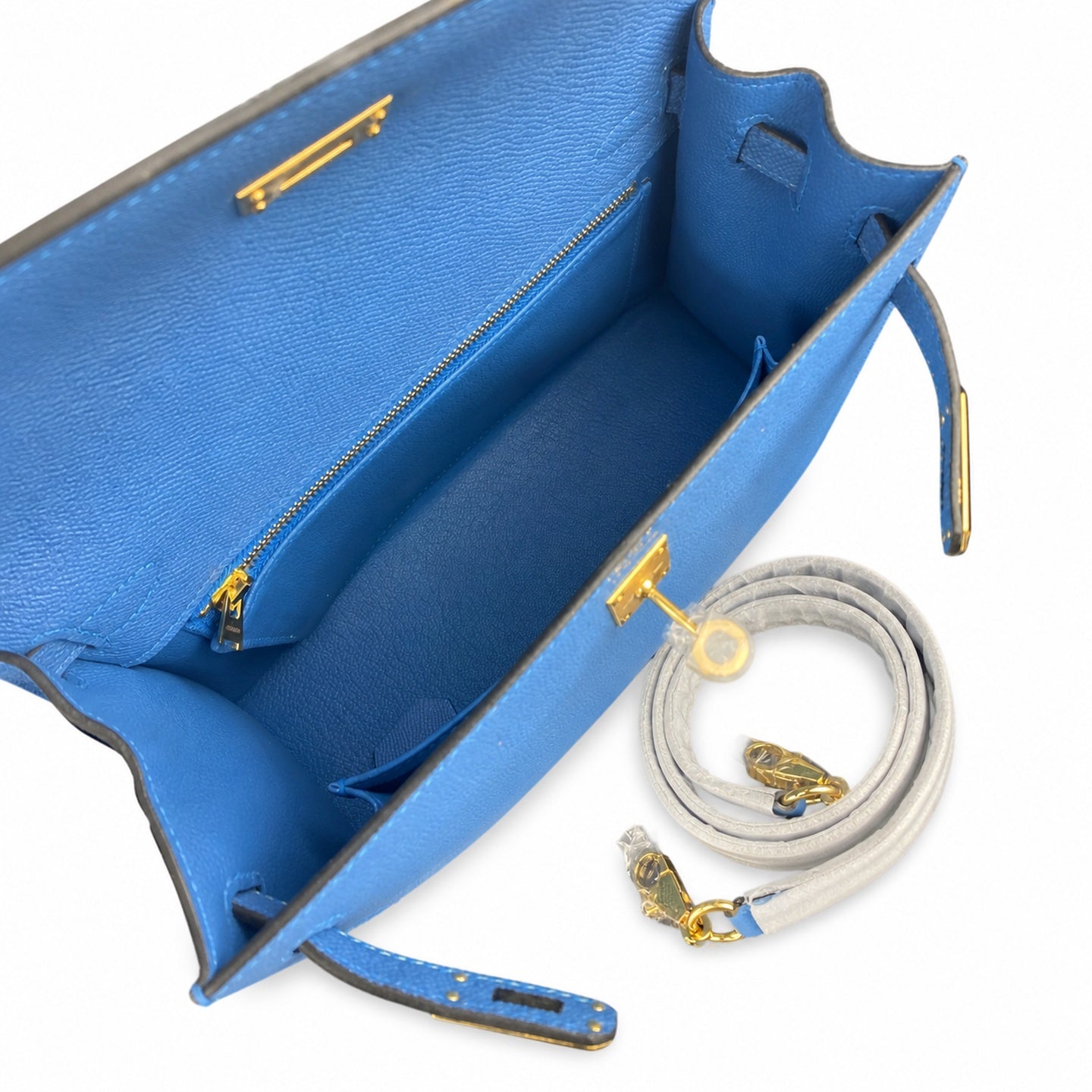 Hermès Kelly 25 Tanzania Blue Epsom Gold Hardware