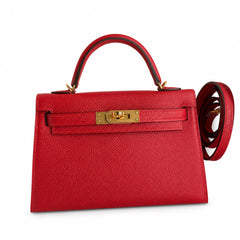 Hermès Kelly Sellier 19 Rouge Casaque Epsom Gold Hardware