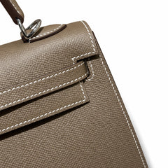 Hermès Kelly Sellier 25 Etoupe Epsom Calf Leather Palladium Hardware