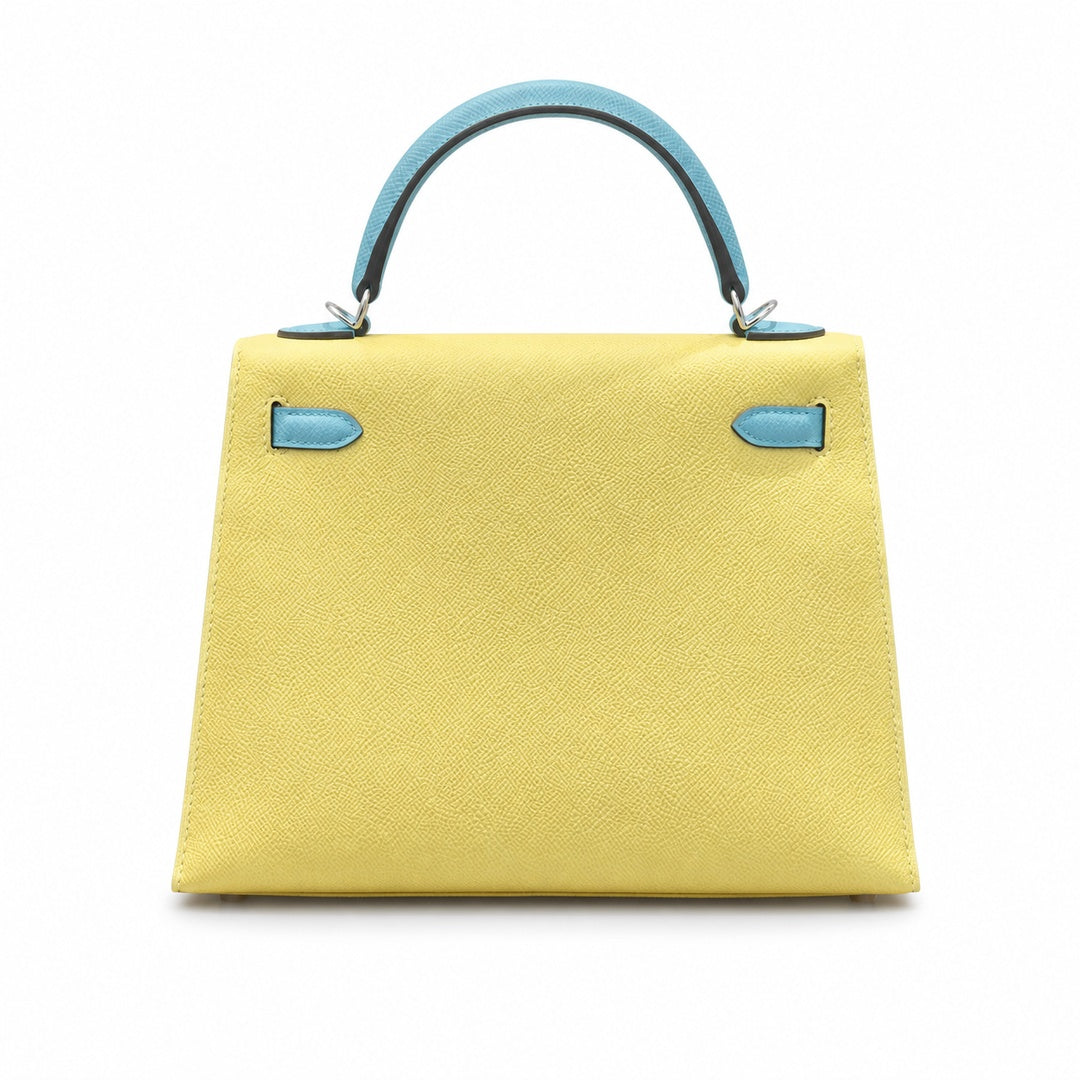 Hermès Kelly II 28cm Soufre × Blue Atoll Color Matching Epsom Calf Leather Palladium Hardware