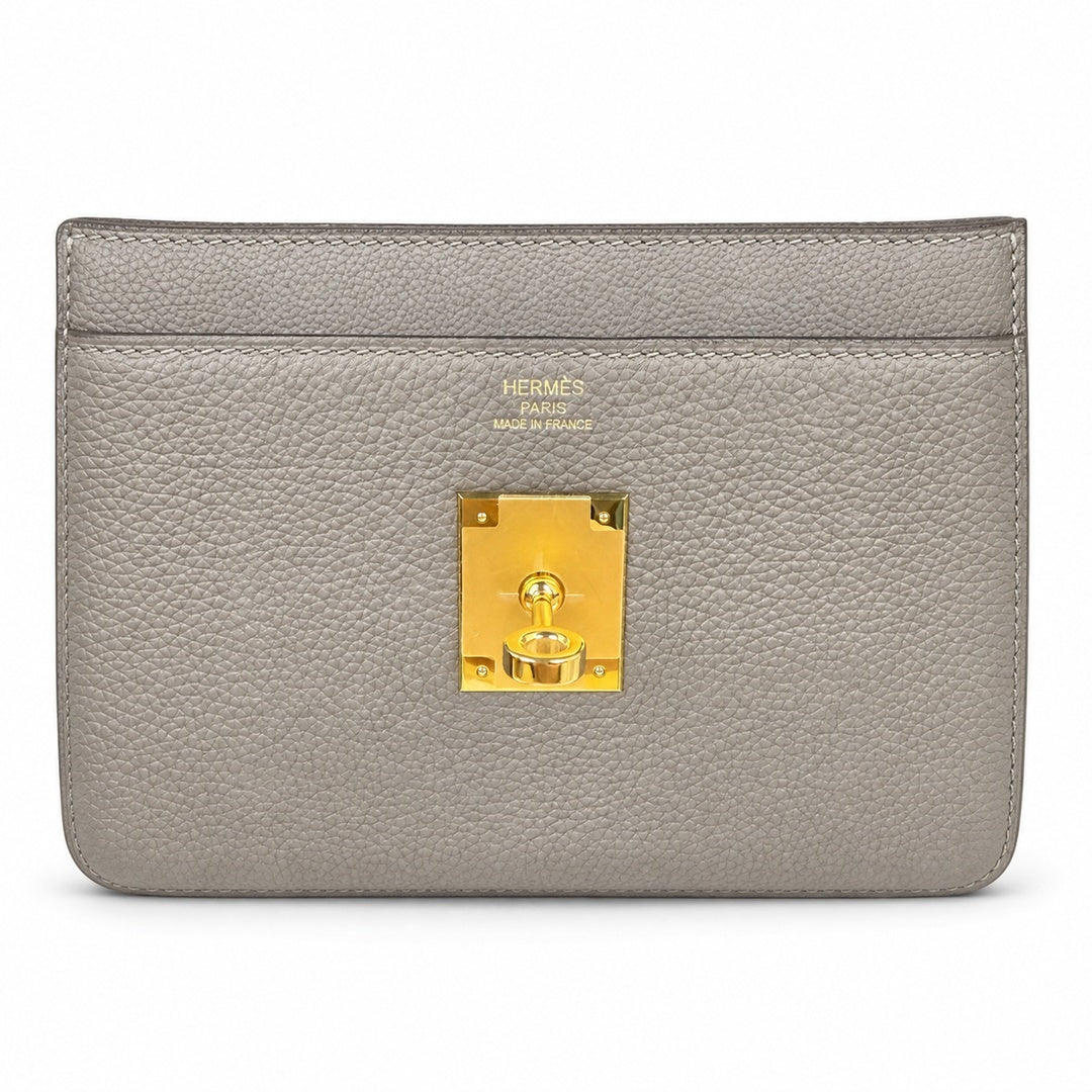 Kelly Messenger PM 27 Veau Togo, Gris Étain, Gold Hardware