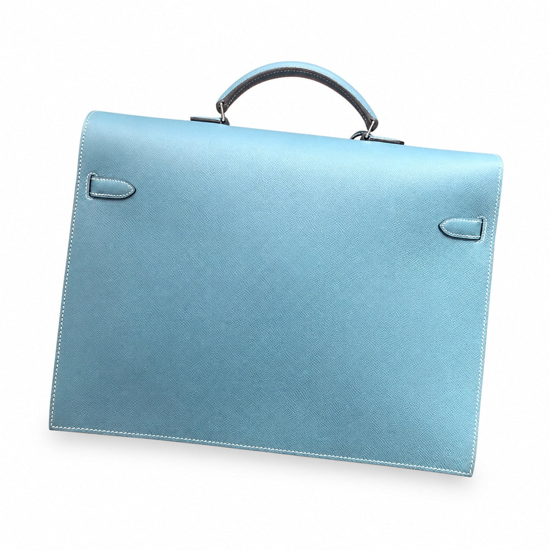 Hermès Kelly Briefcase 38cm Bleu Jean Epsom Calf Leather Palladium Hardware