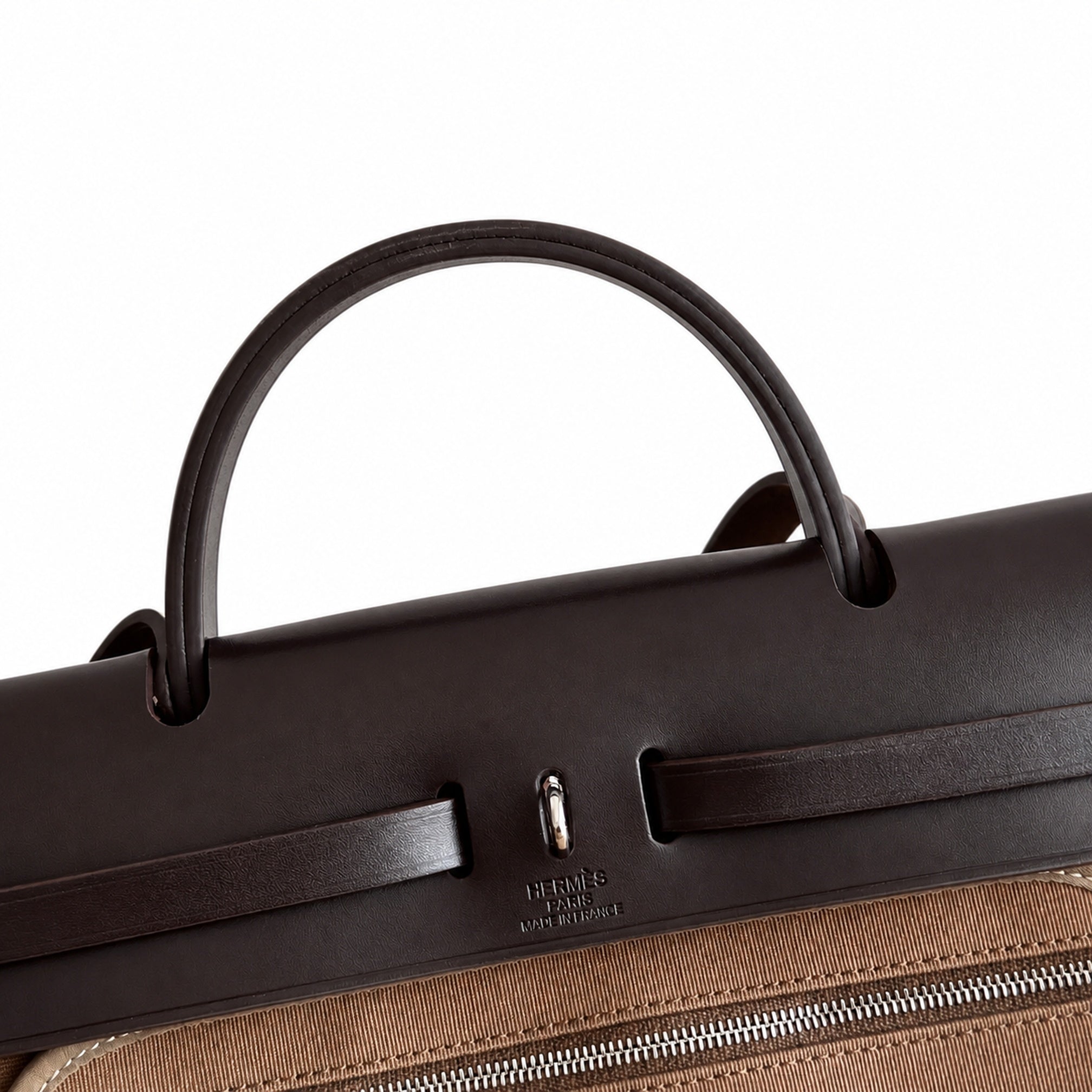 Hermès Herbag 31 Brown Suede & Black Calf Leather Palladium Hardware