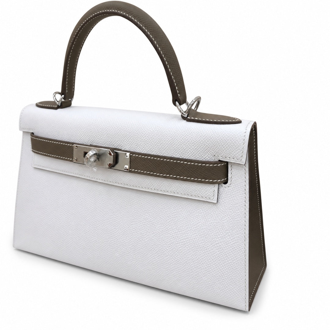 Hermès Kelly II 25cm Craie × Etoupe Color Matching Epsom Calf Leather Palladium Hardware