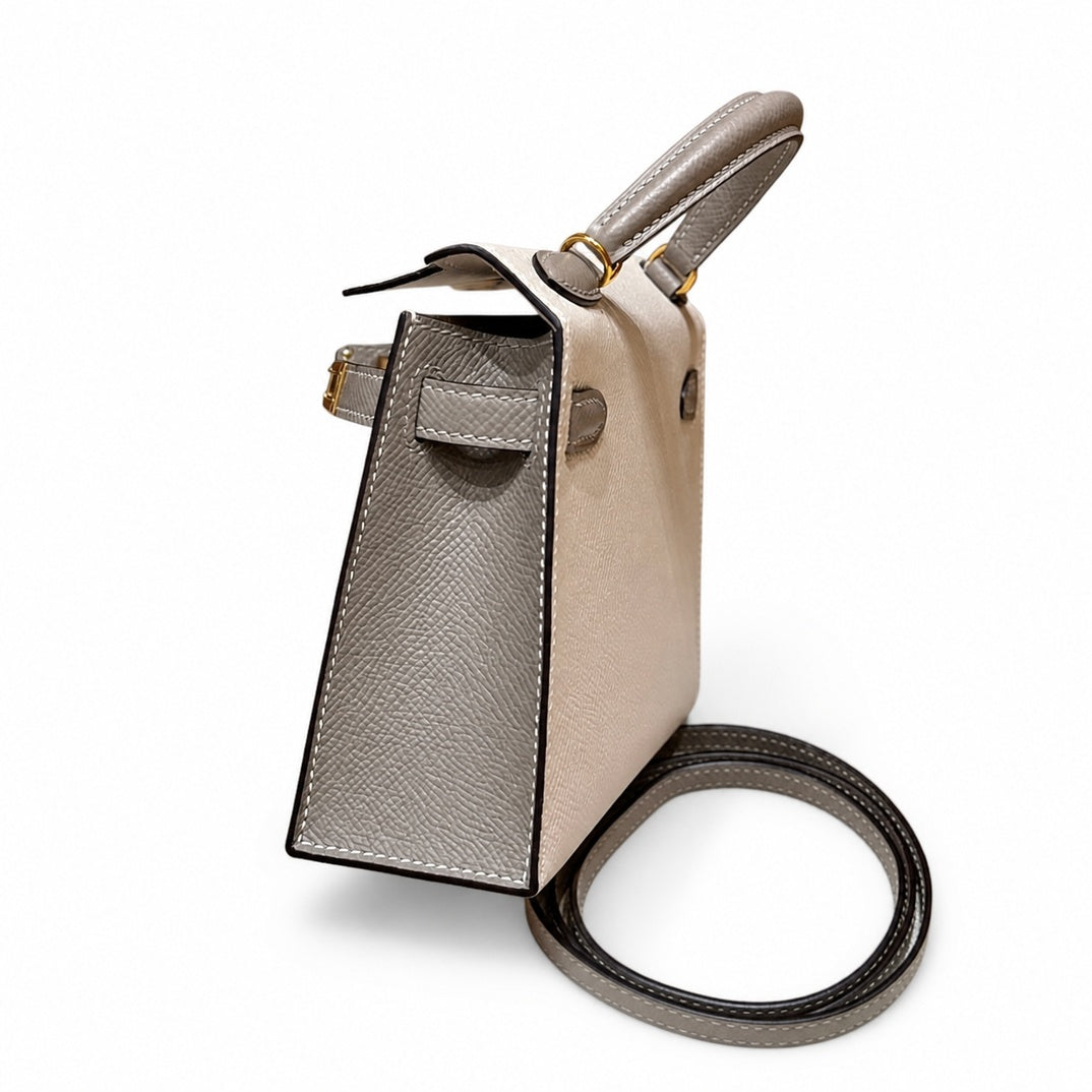 Hermès Mini Kelly II 20 Craie Epsom Calf Leather Gold Hardware