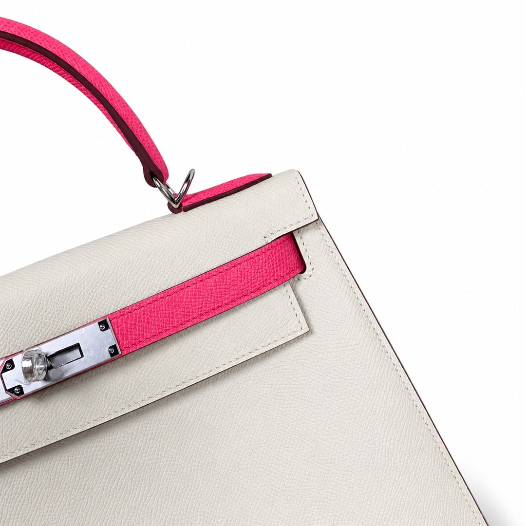 Hermès Kelly II 25cm Milkshake × Rouge Vif Color Matching Epsom Calf Leather Palladium Hardware