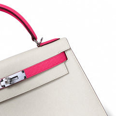 Hermès Kelly II 25cm Milkshake × Rouge Vif Color Matching Epsom Calf Leather Palladium Hardware
