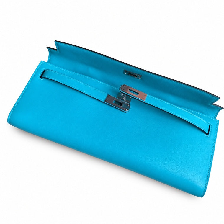 Hermès Kelly Cut 31 Turquoise Swift Palladium Hardware