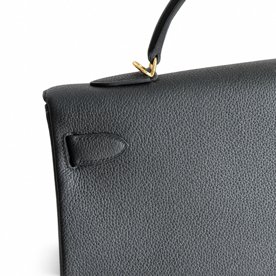Hermès Kelly Sellier 40 Noir Togo Calf Leather Gold Hardware