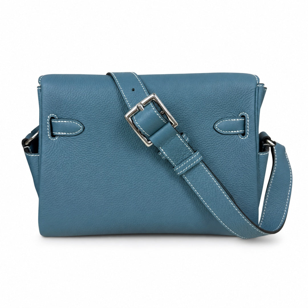 Kelly Messenger PM 27 Veau Togo, Bleu Jean, Palladium Hardware