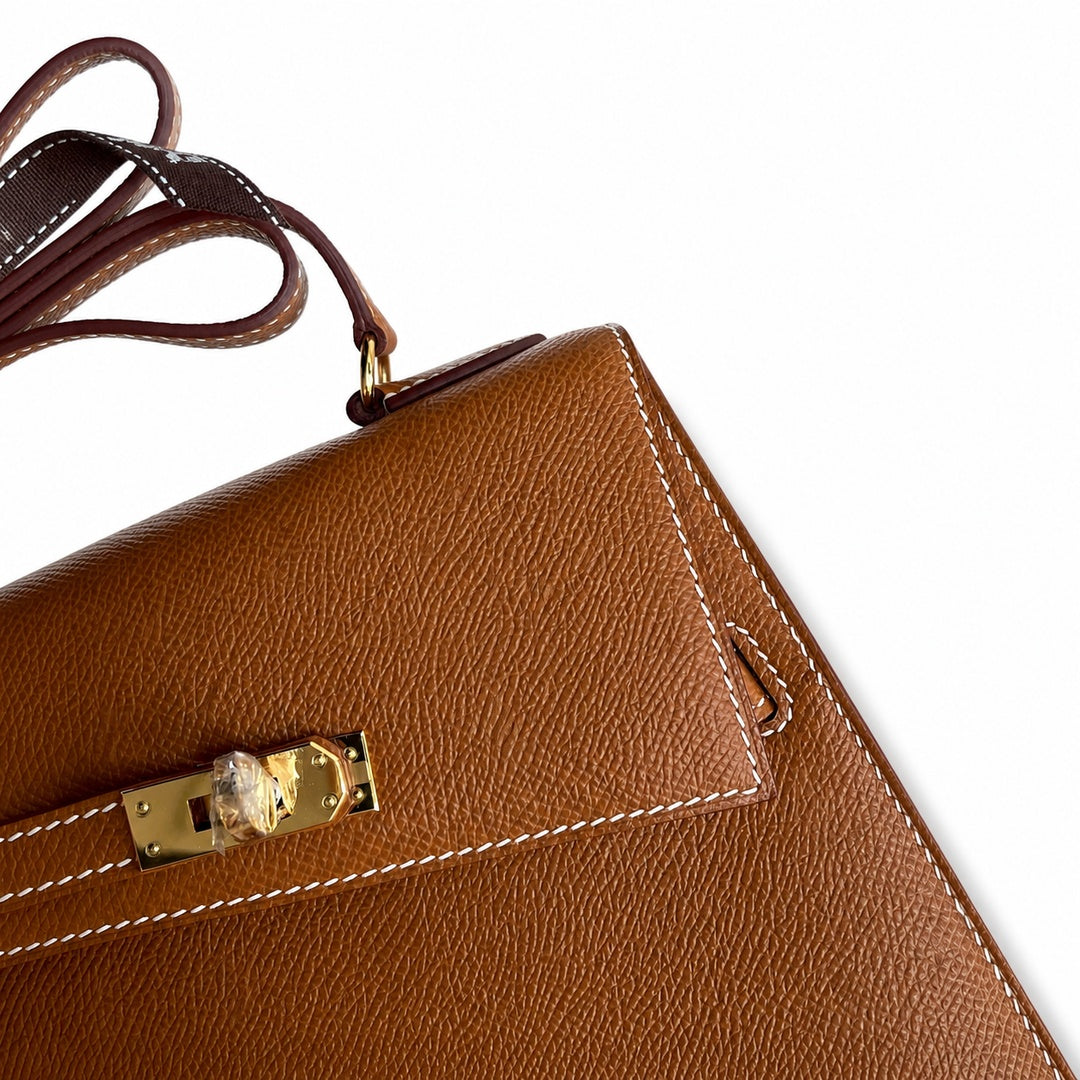 Hermès Kelly Desordre Sellier 20cm Gold Epsom Calf Leather Gold Hardware