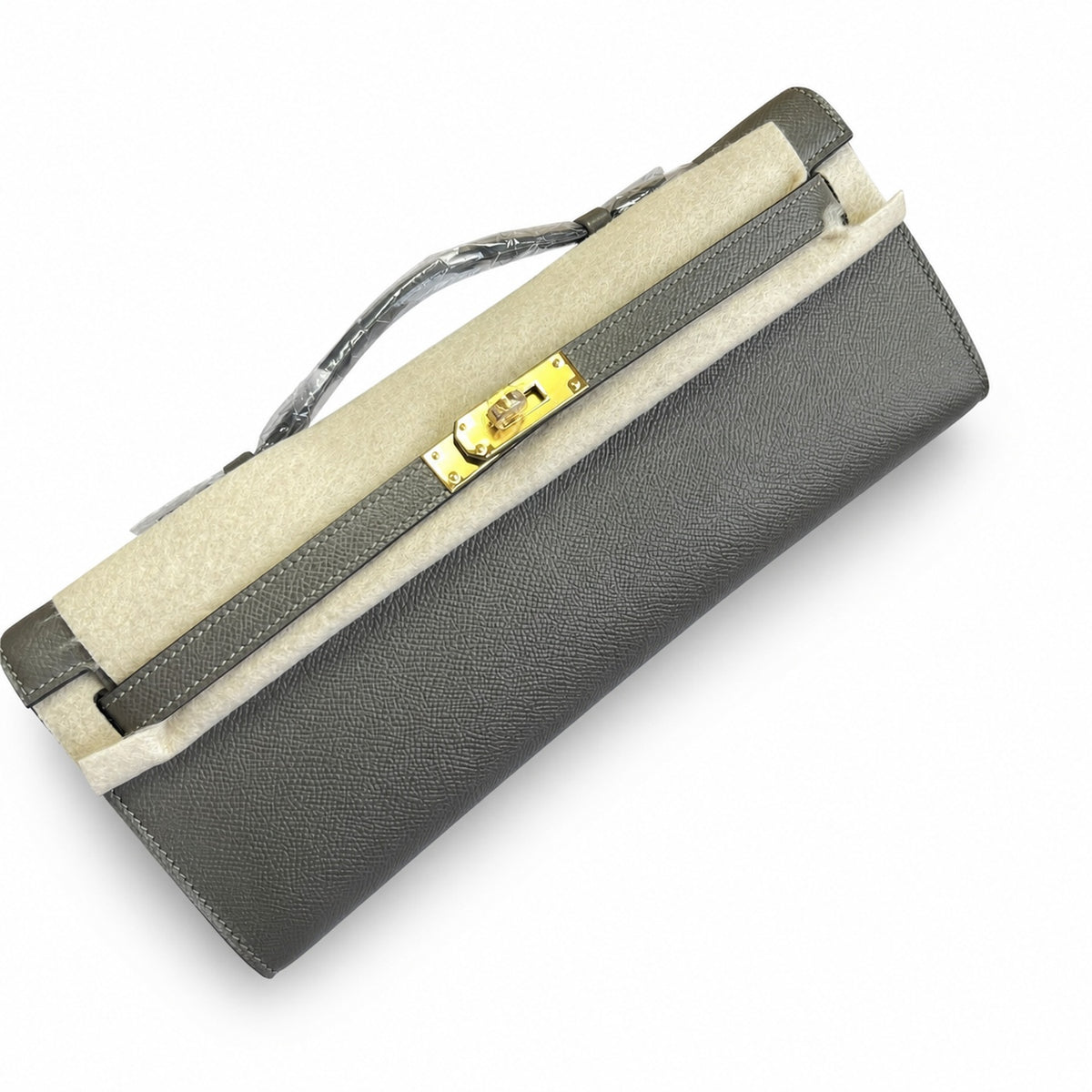 Hermès Kelly Cut 31 Clutch Epsom Leather Picture Pewter Gray