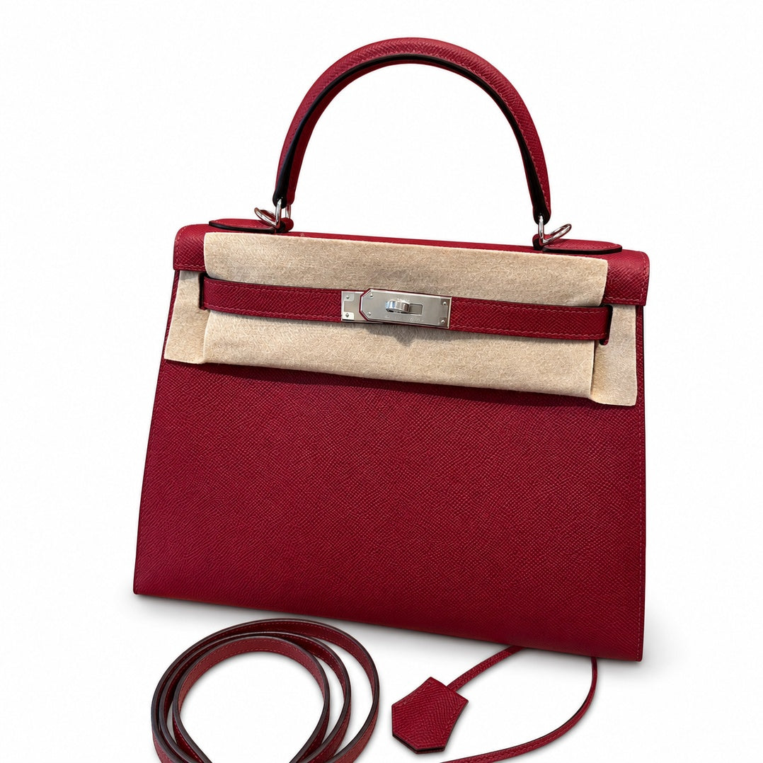 Hermès Kelly Sellier 28 Rouge Grenat Epsom Calf Leather Palladium Hardware