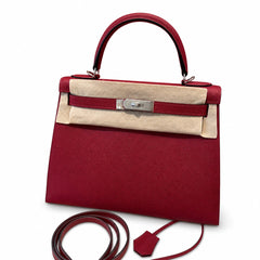 Hermès Kelly Sellier 28 Rouge Grenat Epsom Calf Leather Palladium Hardware