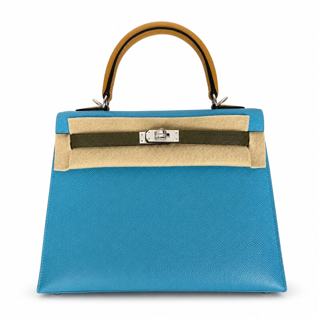 Hermès Kelly Sellier 25cm Nord Contrast Epsom Calf Leather Palladium Hardware