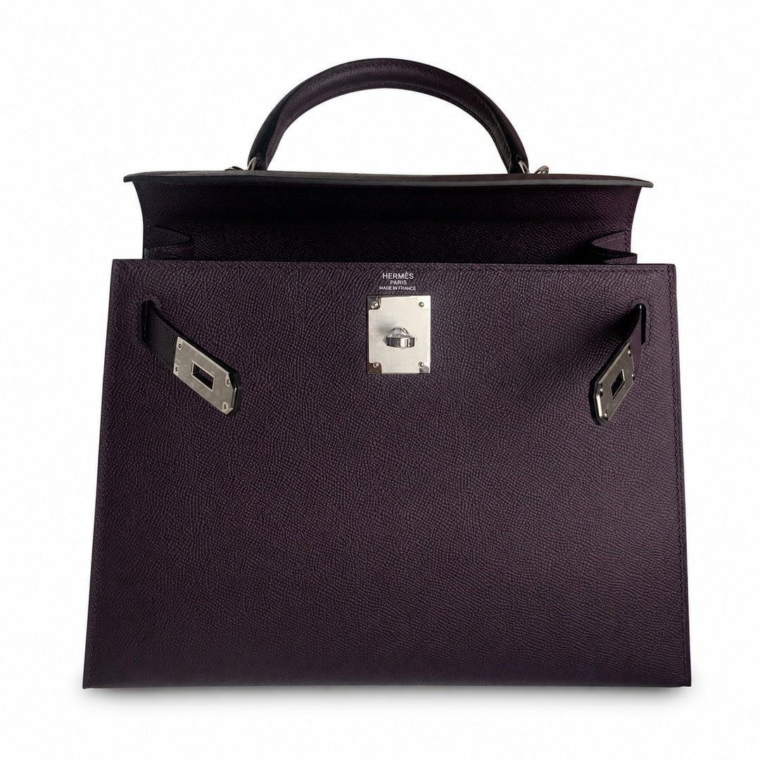 Hermès Kelly II 28cm Prunier Epsom Calf Leather Palladium Hardware