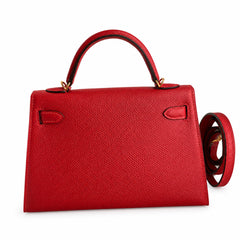 Hermès Kelly Sellier 19 Rouge Casaque Epsom Gold Hardware