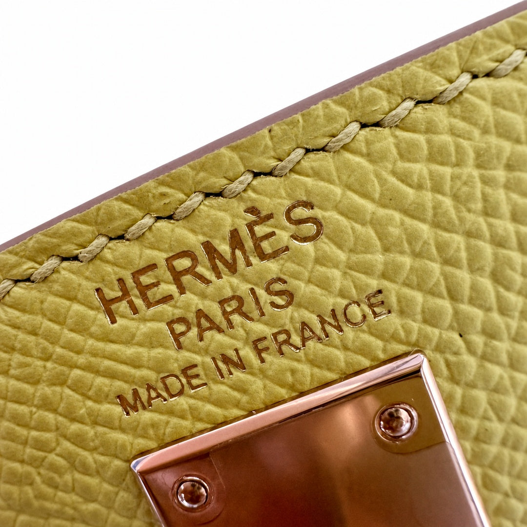 Hermès Kelly 25 9R Lime Epsom Gold Hardware