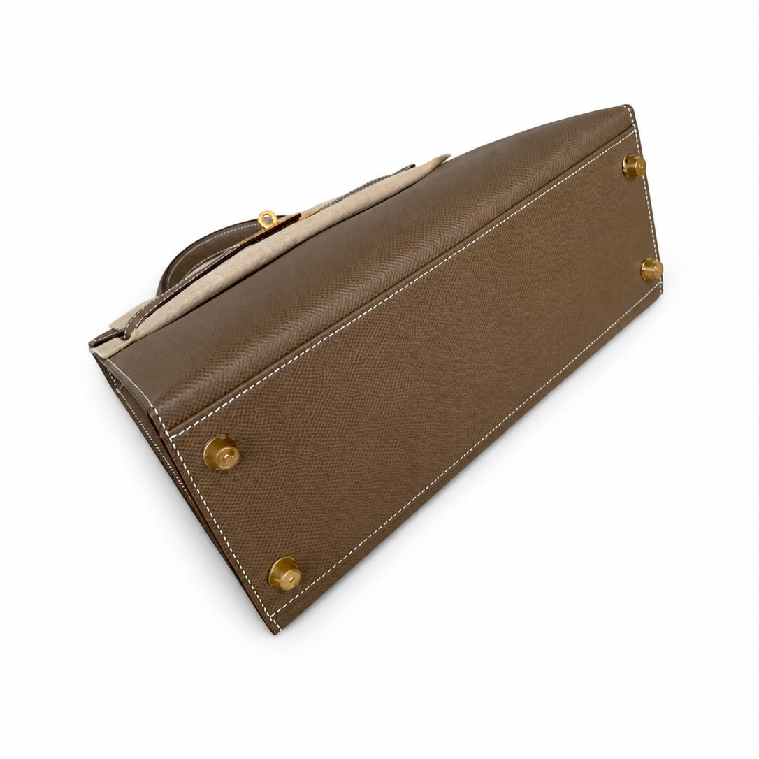 Hermès Kelly Sellier 28cm Etoupe Epsom Calf Leather Gold Hardware