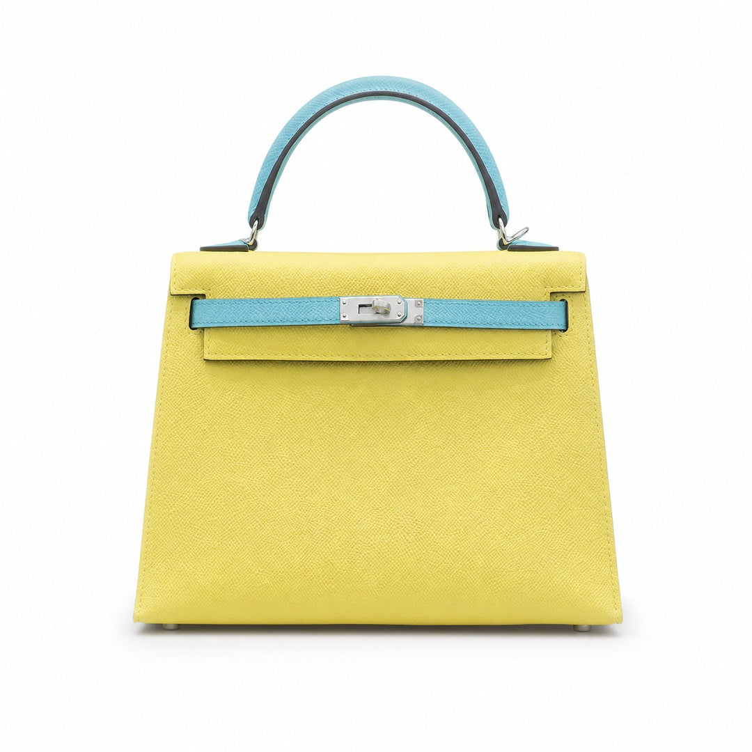Hermès Kelly II 28cm Soufre × Blue Atoll Color Matching Epsom Calf Leather Palladium Hardware