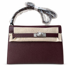 Hermès Kelly Shoulder Two-Tone Bordeaux & Craie Epsom Palladium Hardware