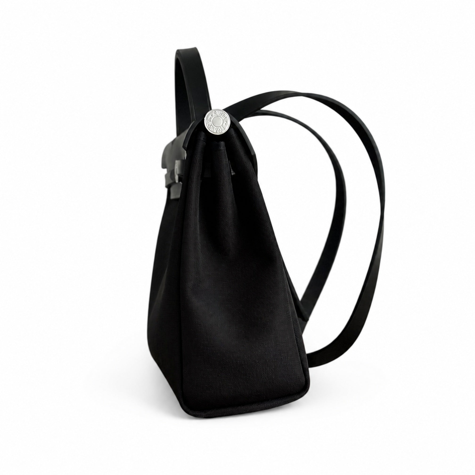Hermès Herbag Zip 31 Noir Plain Toile H / Noir Vache Hunter Leather Palladium Hardware
