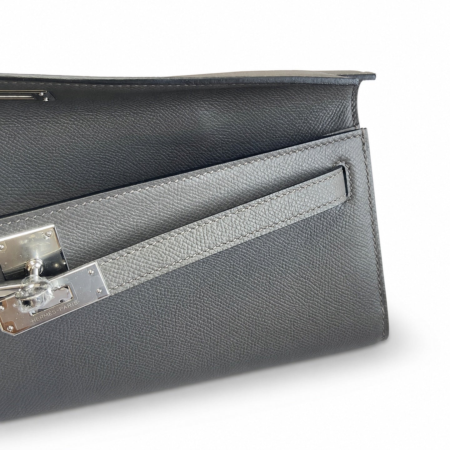 Hermès Kelly Cut 31 Clutch Epsom Leather Picture Pewter Gray