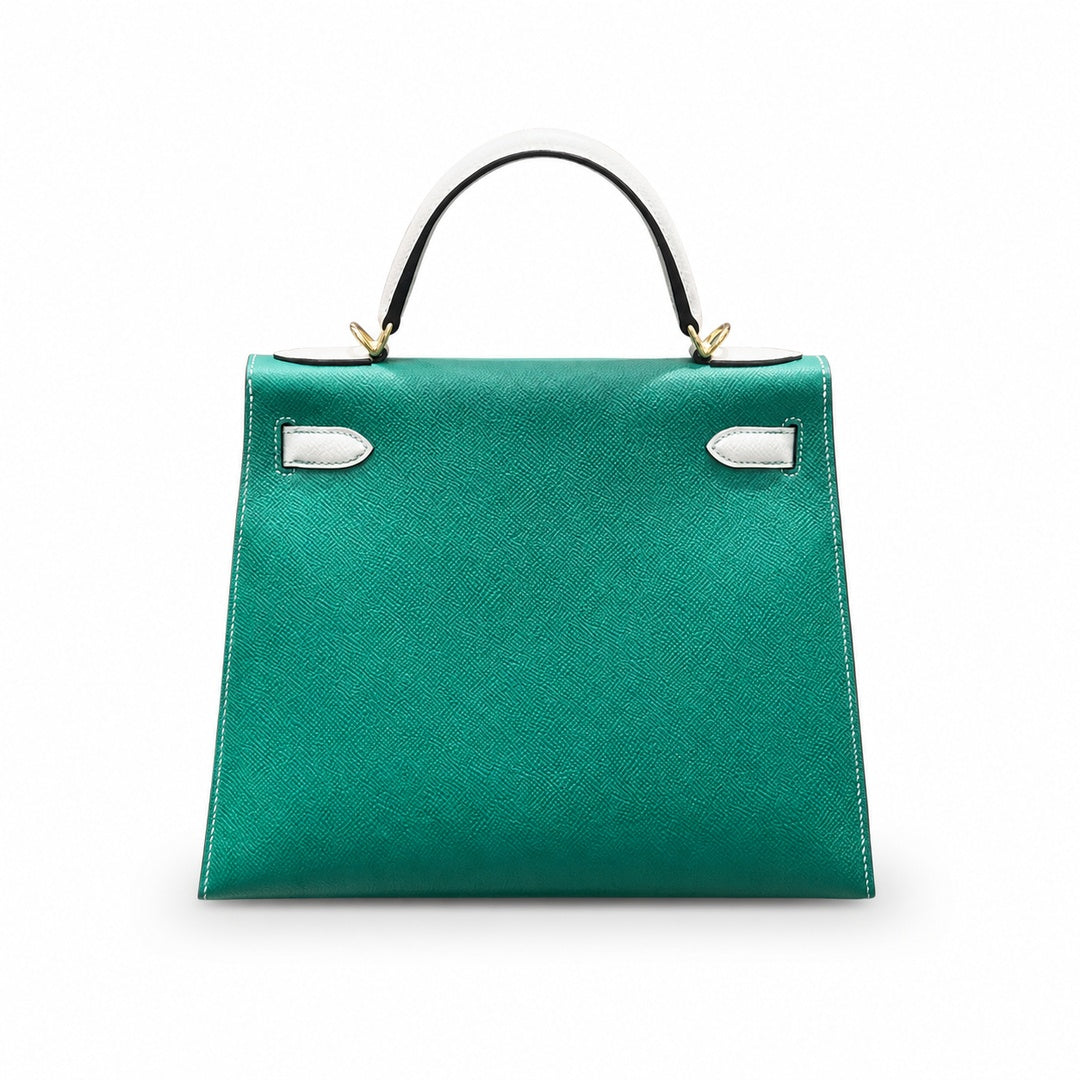 Hermès Kelly II 28cm Vert Vertigo × Craie Color Matching Epsom Calf Leather Gold Hardware
