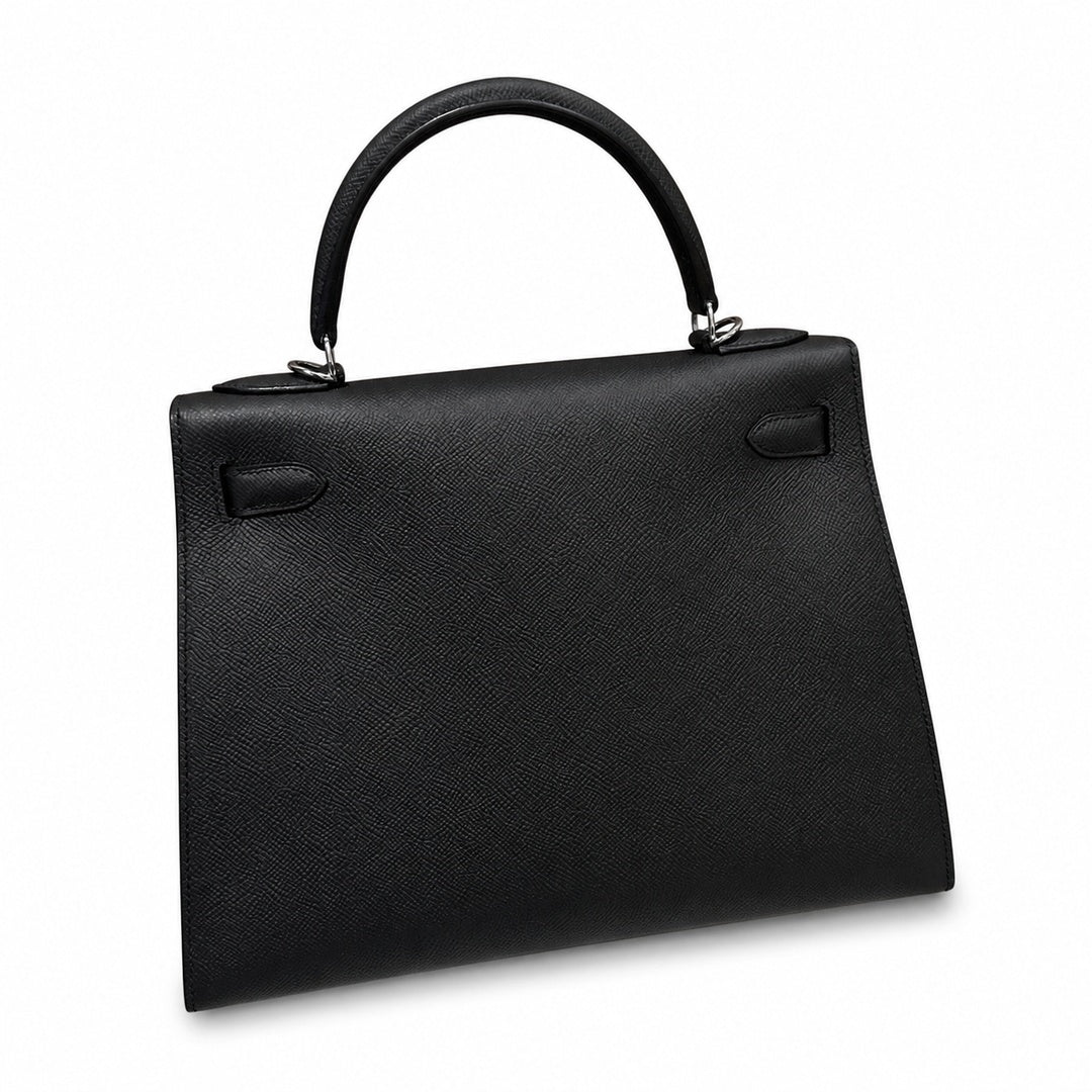 Hermès Kelly Sellier 32 Noir Epsom Calf Leather Palladium Hardware