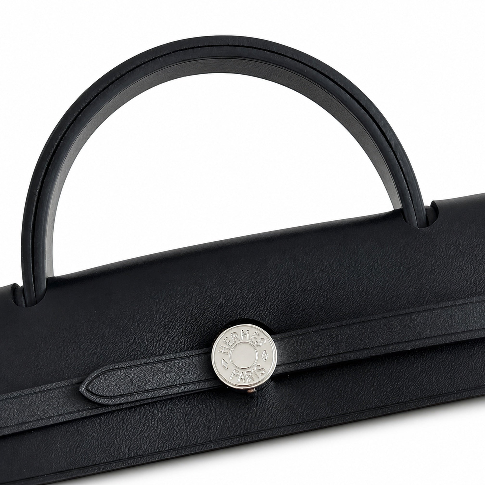 Hermès Herbag Zip 31 Berline PM Etoupe Toile H / Ebene Vache Calf Leather Palladium Hardware