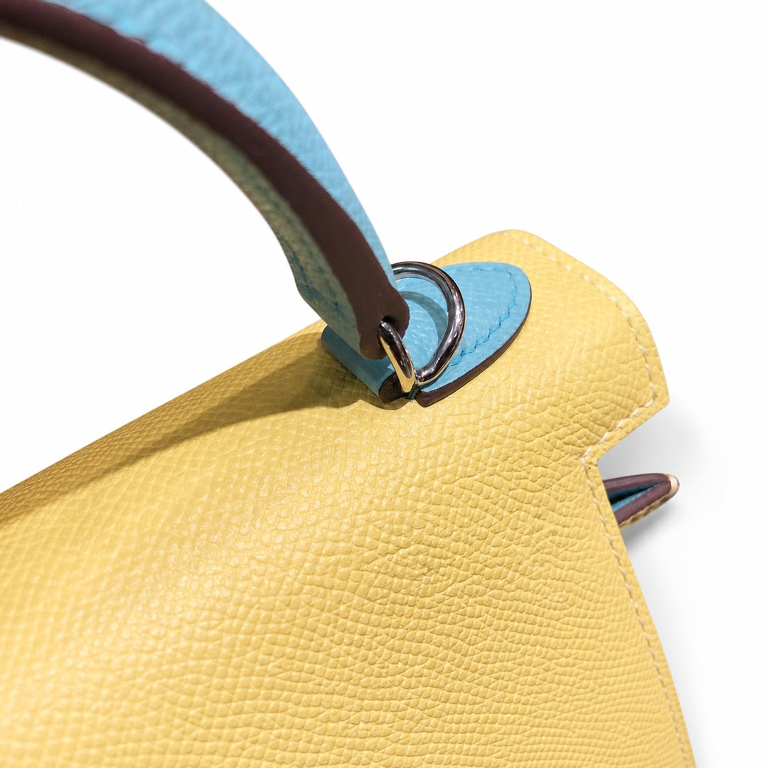 Hermès Kelly II 28cm Soufre × Blue Atoll Color Matching Epsom Calf Leather Palladium Hardware