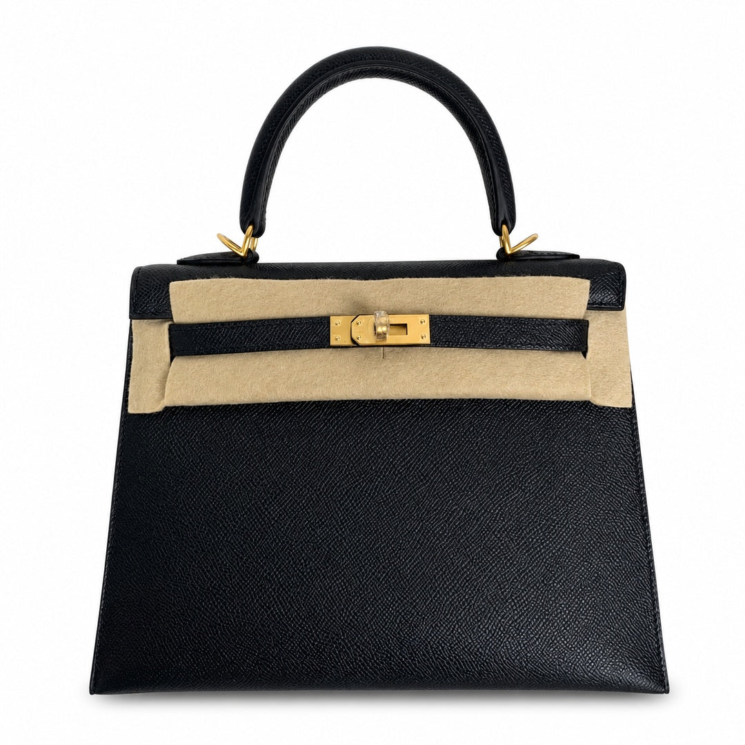 Hermès Kelly Sellier 25cm Noir Epsom Calf Leather Gold Hardware