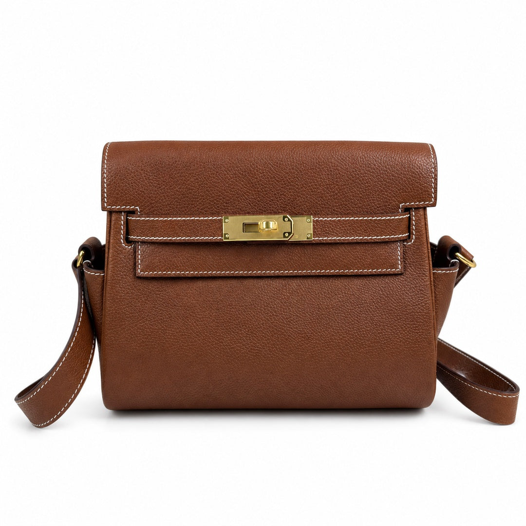 Kelly Messenger PM 27 Veau Togo, Cognac, Gold Hardware