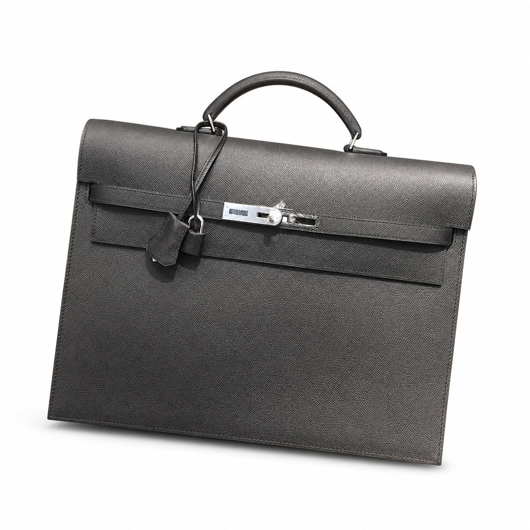 Kelly briefcase 38cm Epsom leather Noir Palladium Hardware