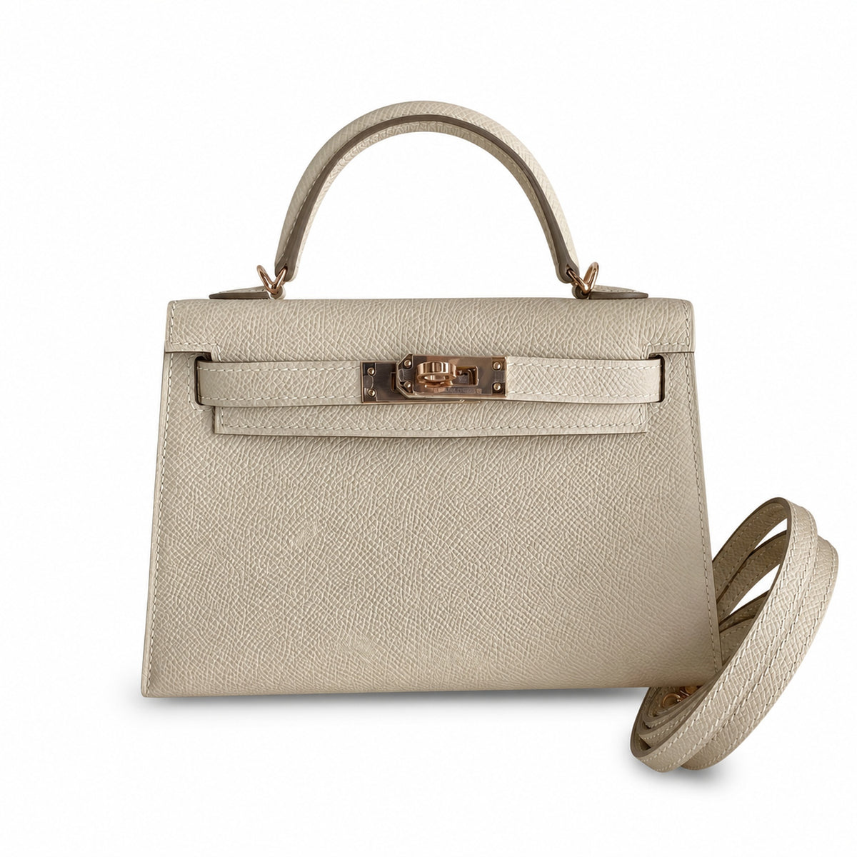 Hermès Mini Kelly II 19cm Milkshake Epsom Calf Leather Rose Gold Hardware