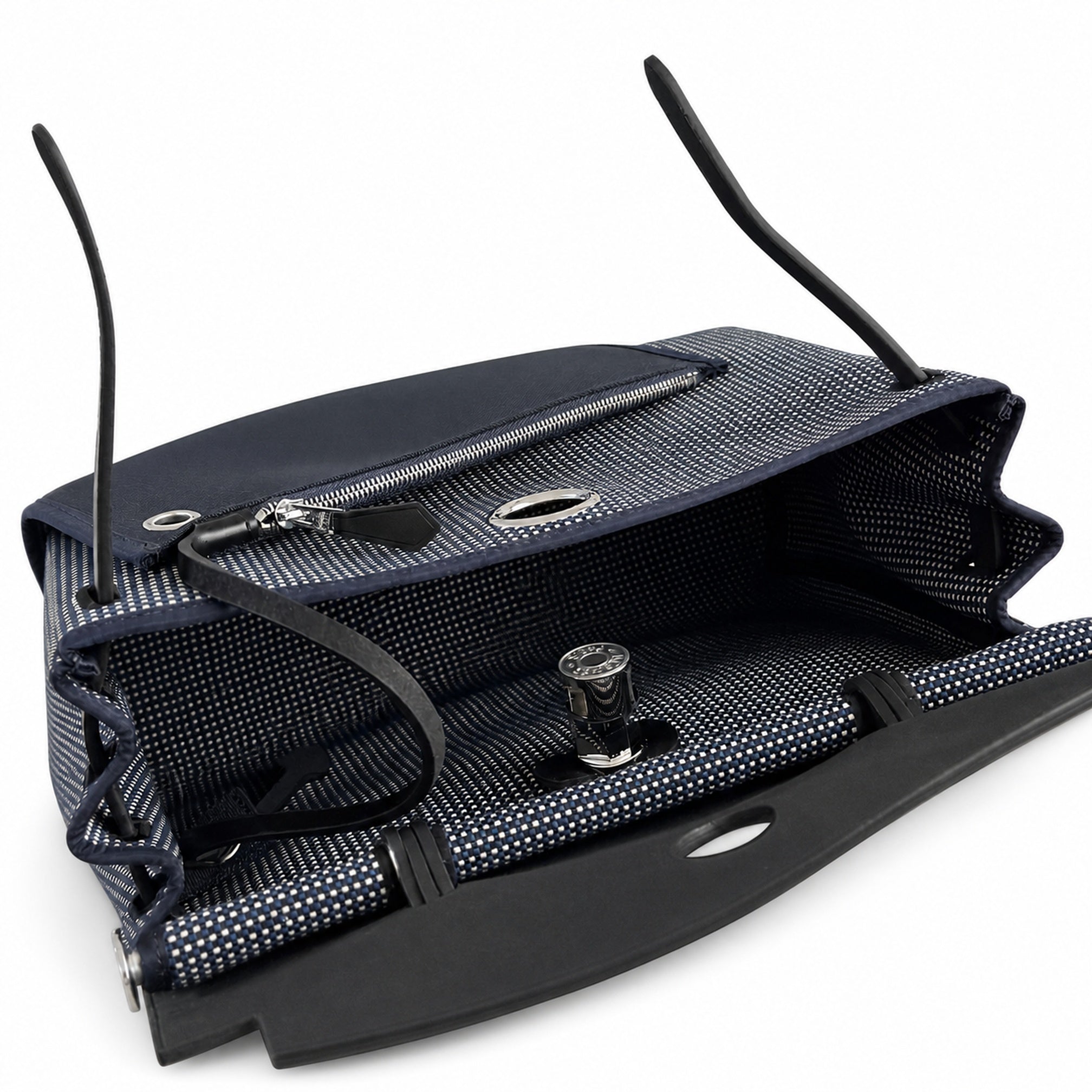Hermès Herbag Zip 31 Noir Mini Grid Toile H / Noir Vache Hunter Leather Palladium Hardware