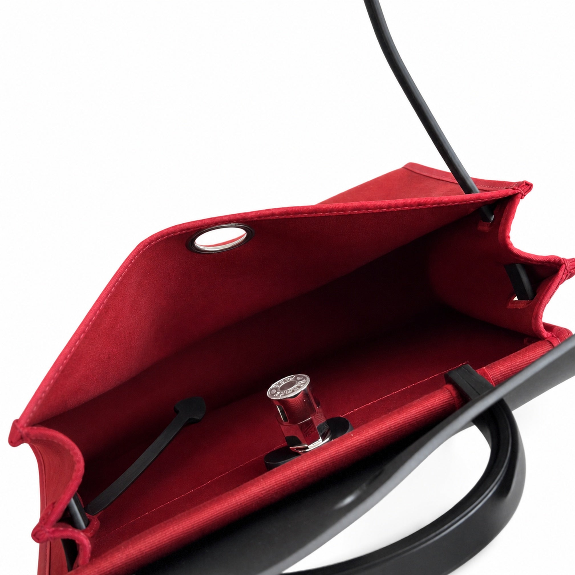 Hermès Herbag Zip 31 Berline Rouge Casaque Toile H / Noir Vache Calf Leather Palladium Hardware
