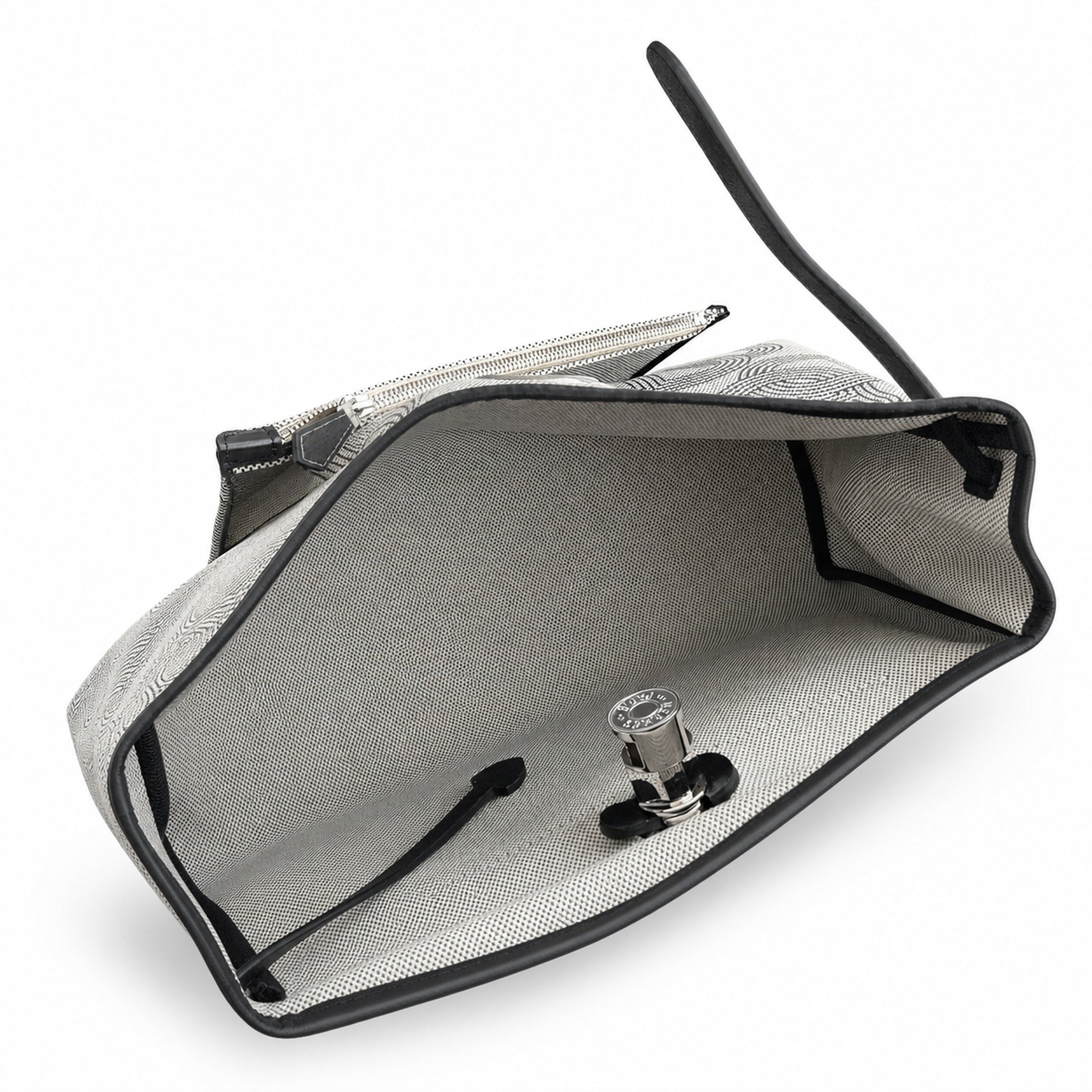 Hermès Herbag Zip 31 Écru Toile H Gris Chain D'Ancre Print / Noir Vache Hunter Leather Palladium Hardware